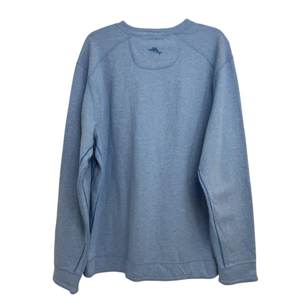Tommy Bahama 2XB Big Sky Blue Heather Reversible Flipshore Abaco Sweatshirt - Picture 2 of 9